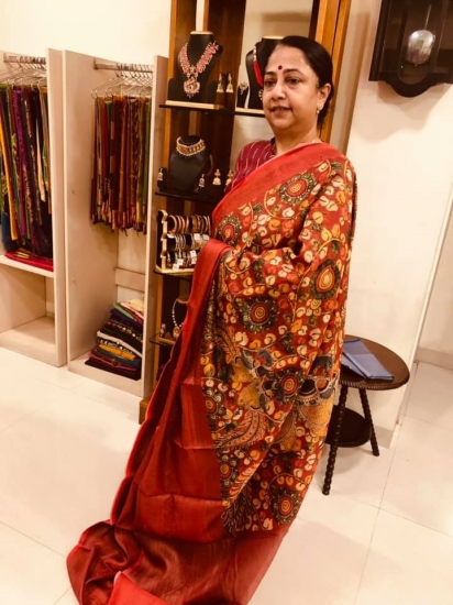 Ahimsa tussar kalamkari saree