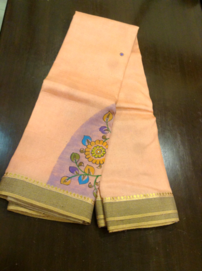 Ahimsa silk painted saree