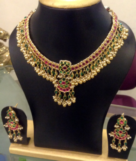 uncut stone necklace & earring