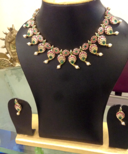 uncut stone necklace & earring