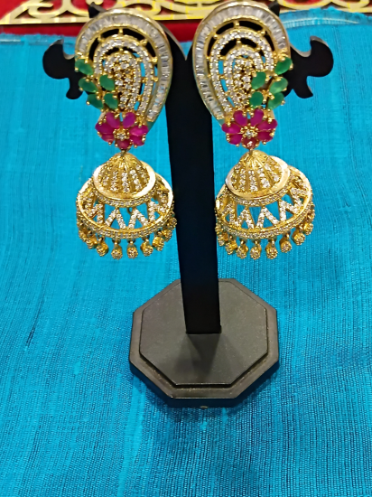 Gold Plated Zircon Jhumkas