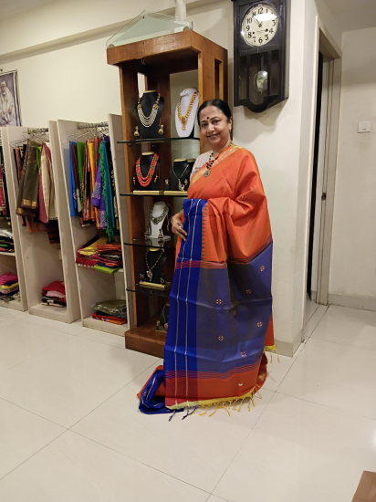 Ahimsa Mulberry Silk Saree with Contrast Weave