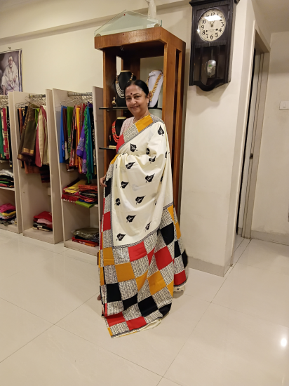 Semi Ahimsa Silk with Different Language Prints 