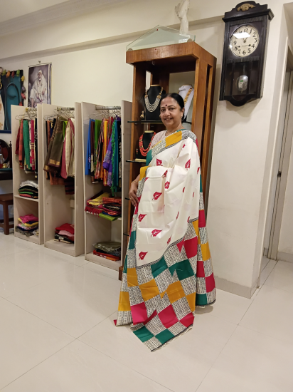 Semi Ahimsa Silk with Different Language Prints 