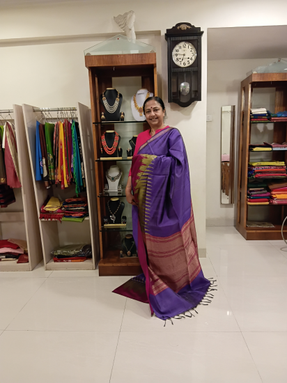 Mulberry Ahimsa Silk Saree