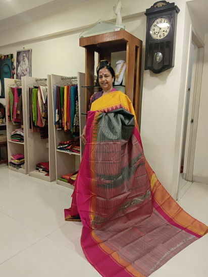Ganga Jamuna two color border kalashetra style saree