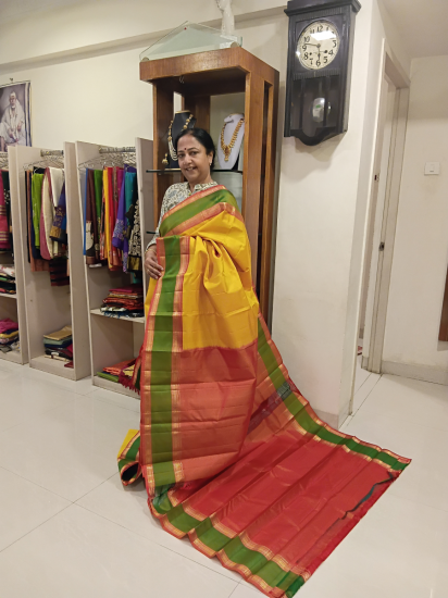 Ahimsa silk with double pettu saree