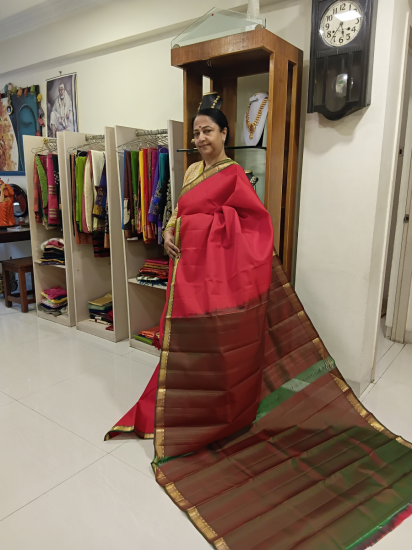 Simple pallu small border Ahimsa silk saree