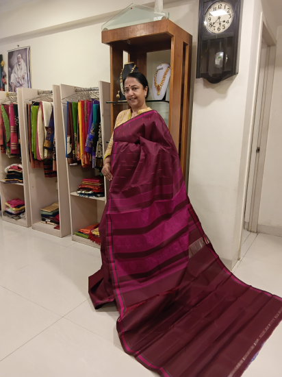 Kalashetra small border woven silk thread work saree