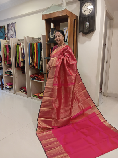 Pink wedding ahimsa silk saree
