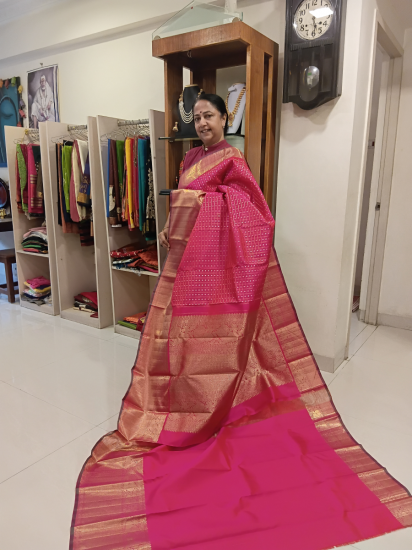 Pink bridal Ahimsa silk saree