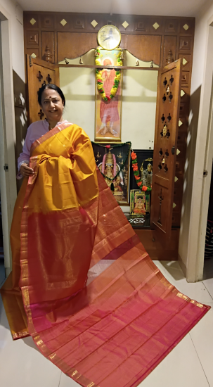 Small border Ahimsa silk saree
