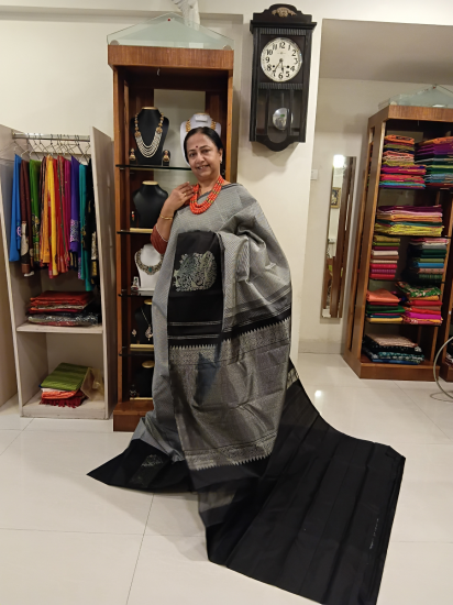 One side border Ahimsa silk saree