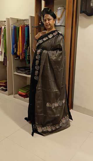 Designer saree with kalamkari work