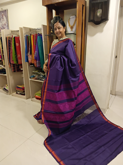 Kalakriya collections silk thread work handwoven kalashetra saree 