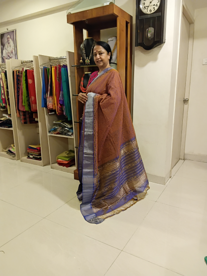 Doria maheshwari silk cotton saree