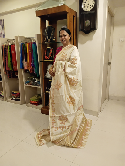 Srishti collections of printed silk cotton saree