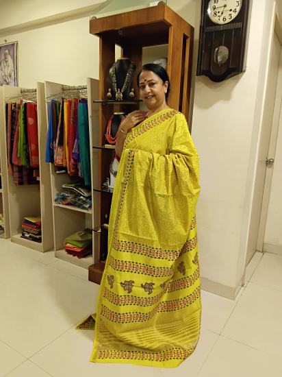 Srishti collections of printed silk cotton saree
