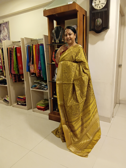 Srishti collections of printed silk cotton saree
