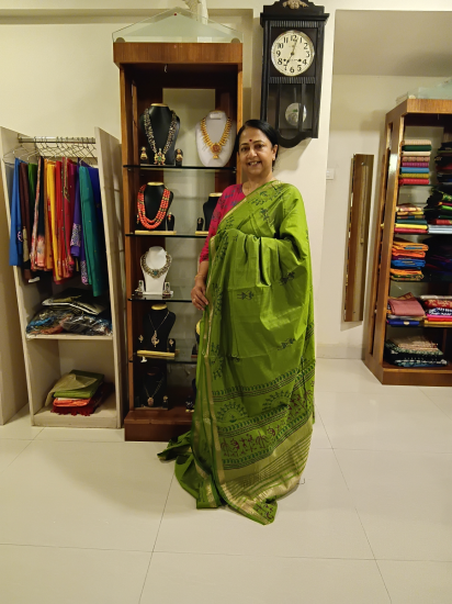 Srishti collections of printed silk cotton saree