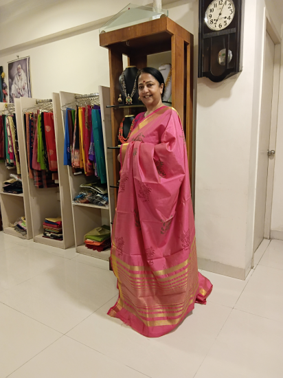 Srishti collections of printed silk cotton saree