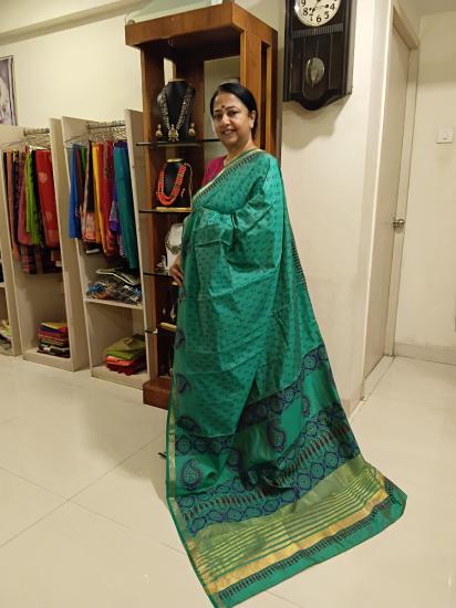 Srishti collections of printed silk cotton saree