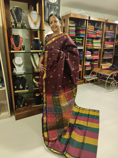 Ahimsa silk wedding saree with woven Jacquard pallum pazham pallu 