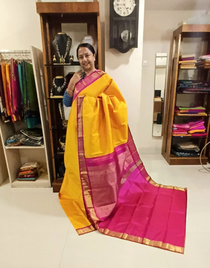 Yellow korvai wedding saree