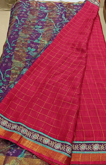 Printed gicha silk saree 