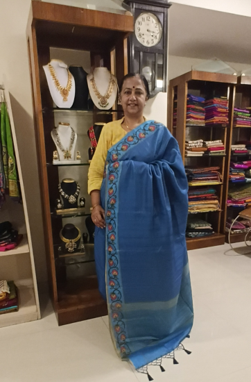 Gicha silk jacquard weave with kalamkari border