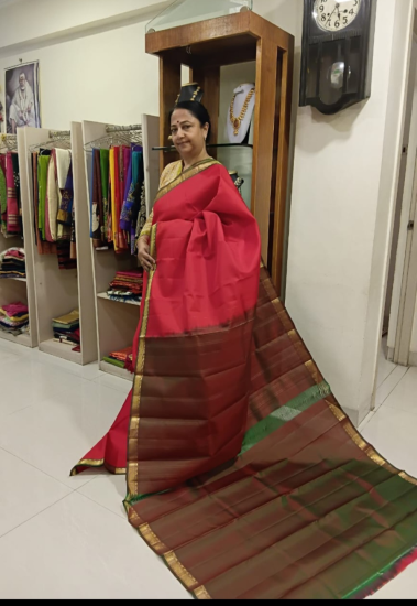 Ahimsa silk small border saree