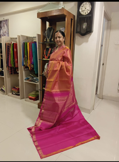 Ahimsa silk small border saree