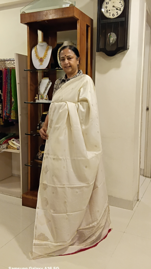 Vairaoosi zari border woven silk with contrast blouse 