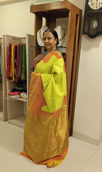 Korvai Ahimsa Silk Saree With Grand Tissue Pallu