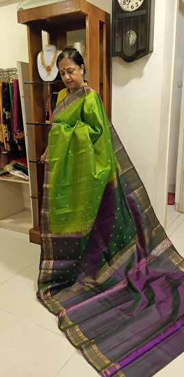 Ahimsa silk with meenakari border