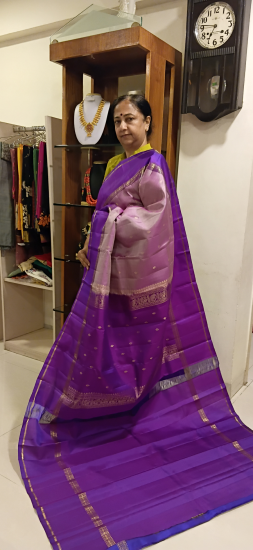 Ahimsa silk double pettu with butte all over 