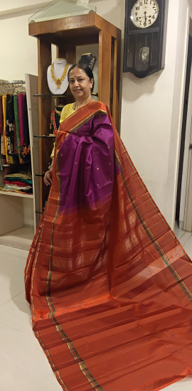 Ahimsa silk with double pettu saree 