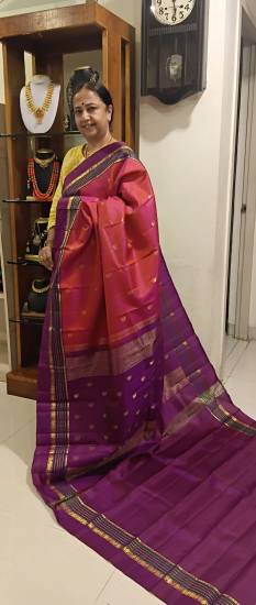 Ahimsa silk saree with meenakari border with butte all over