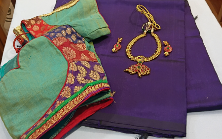 Ahimsa silk cotton saree with readymade blouse