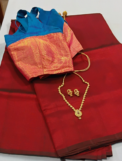 Ahimsa silk cotton saree with readymade blouse