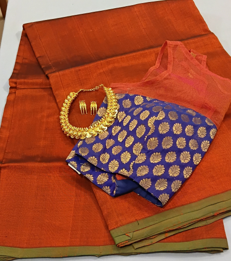 Ahimsa silk cotton saree with readymade blouse