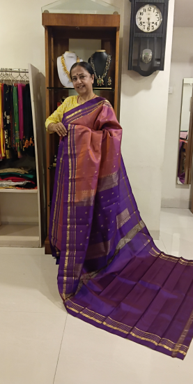 Ahimsa silk saree with meenakari border with butte all over