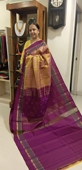 Ahimsa silk with meenakari border