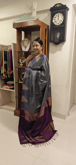 Ahimsa silk light weight saree with temple border 