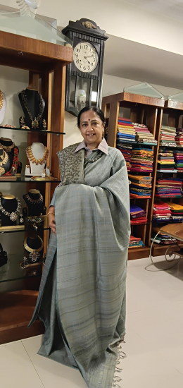 Pure 100 % silk tussar with tissue weave 