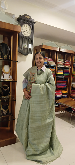 Pure 100 % silk tussar with tissue weave 