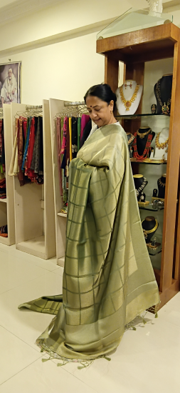 Satin finish tissue gicha silk saree