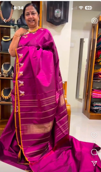 Small motives rich pallu Ahimsa silk saree