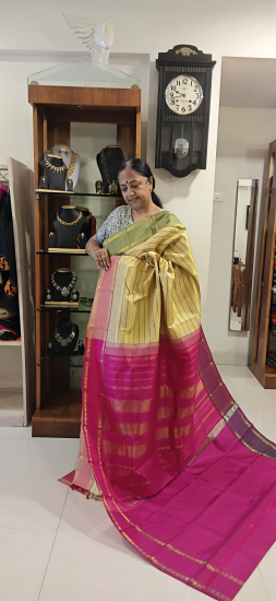Veldhari double pettu Ahimsa silk saree