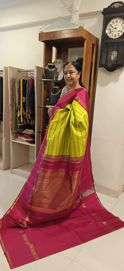 Veldhari double pettu Ahimsa silk saree